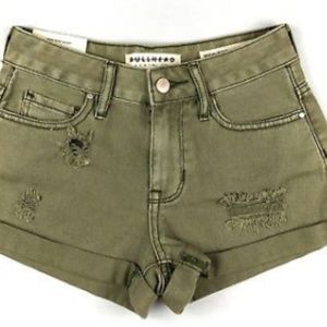 Bullhead Olive High-Rise Shorts Distressed Jean